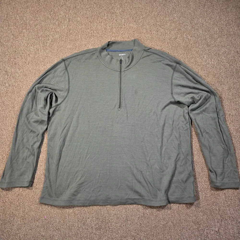 Gramicci Hiking Pullover Merino Wool Mens XXL Green‎ 1/4 Zip Flash Tech Gorpcore
